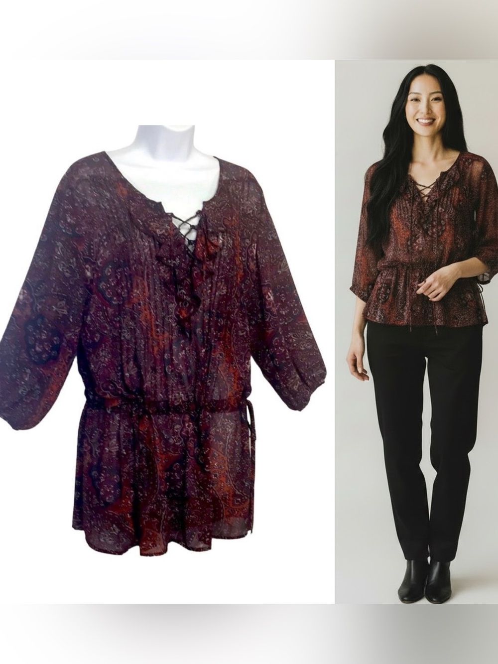 Ban Jara Sheer Paisley Tunic Sz M Castlecore Peasant Whimsygoth